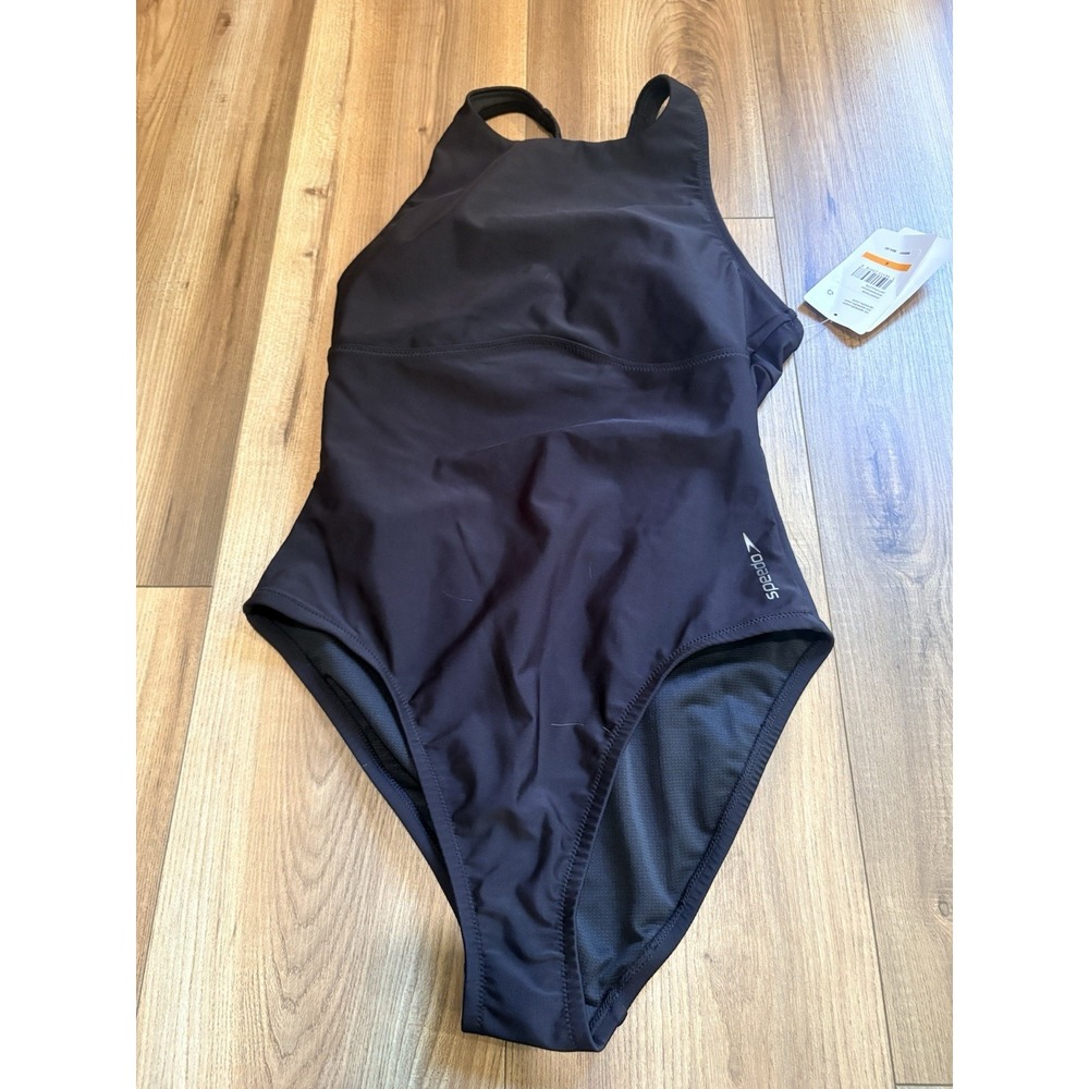 Speedo Swimsuit Bathing Suit Women's Small Black Tank Style Padded NWT